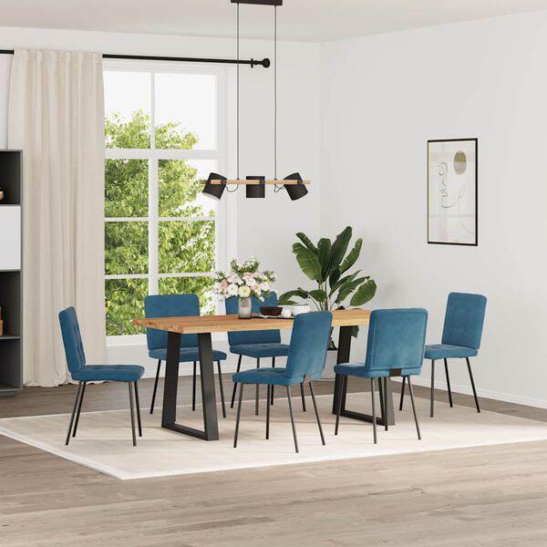 vidaXL Chaises &agrave; manger lot de 6 bleu velours