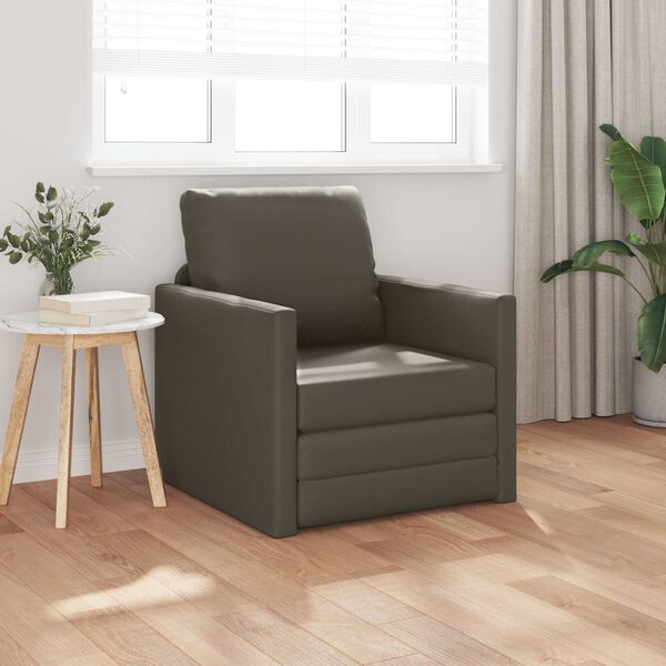 vidaXL Canap&eacute;-Lit 60cm Gris Simili cuir