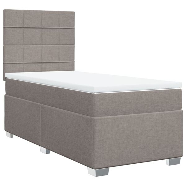 vidaXL Sommier &agrave; lattes de lit avec matelas Taupe 90x190 cm Tissu