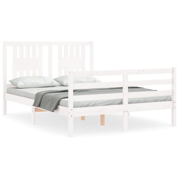 vidaXL Cadre de lit sans matelas blanc 140x190 cm bois massif