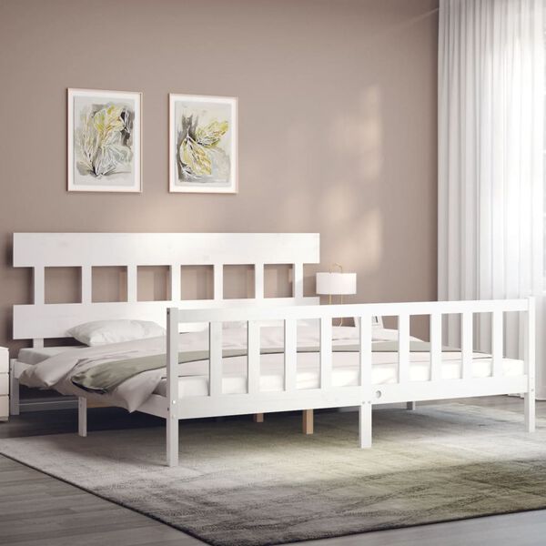 vidaXL Cadre de lit sans matelas blanc bois massif de pin