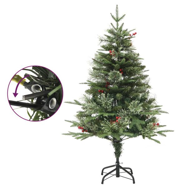 vidaXL Sapin de No&euml;l pr&eacute;-&eacute;clair&eacute; et pommes de pin vert 150cm PVC et PE