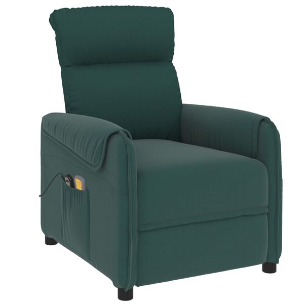 vidaXL Fauteuil de massage Vert fonc&eacute; Tissu