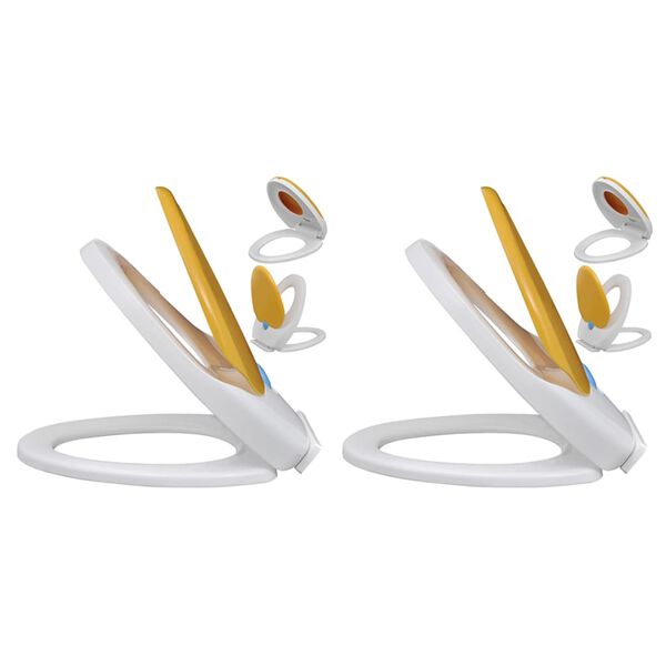 vidaXL Sièges de toilette et couvercles 2 pcs Plastique Blanc et jaune