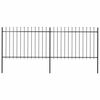 vidaXL Cl&ocirc;ture de jardin avec dessus en lance Acier 3,4x1,2 m Noir