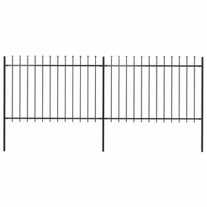 vidaXL Cl&ocirc;ture de jardin avec dessus en lance Acier 3,4x1,2 m Noir