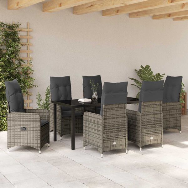 vidaXL Ensemble de salle à manger pour jardin 7 pcs Gris Poly rotin