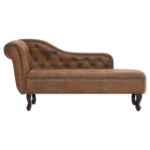vidaXL Chaise longue Marron Similicuir daim