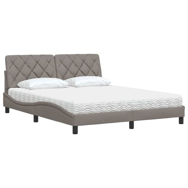 vidaXL Lit avec matelas taupe 160x200 cm tissu