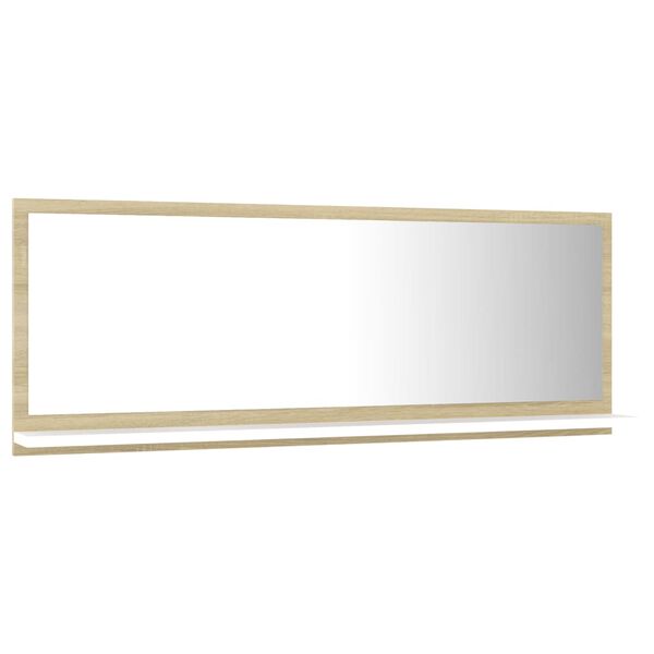 vidaXL Miroir de bain Blanc et ch&ecirc;ne sonoma 100x10,5x37 cm Agglom&eacute;r&eacute;