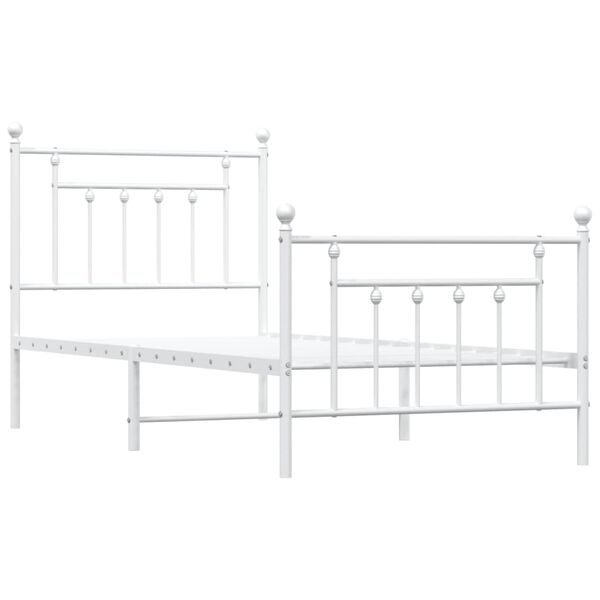 vidaXL Cadre de lit métal sans matelas avec pied de lit blanc 90x190cm