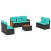 vidaXL Ensemble de canap&eacute; de jardin 8 pcs avec coussins noir r&eacute;sine tress&eacute;e