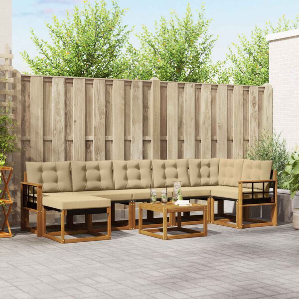 vidaXL Ensemble de canap&eacute;s d'ext&eacute;rieur 8 pcs Naturel et Beige