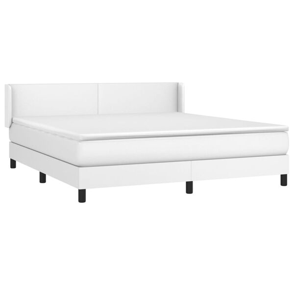 vidaXL Sommier &agrave; lattes de lit avec matelas Blanc 180x200cm Similicuir