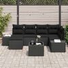 vidaXL Ensemble de canap&eacute; de jardin avec coussin 7 pcs Noir polyrotin