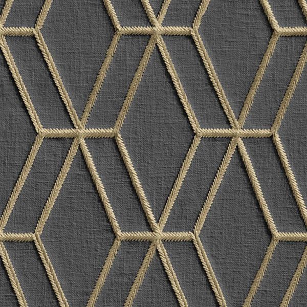 DUTCH WALLCOVERINGS Papier peint avec motif hexagonal Noir et dor&eacute;