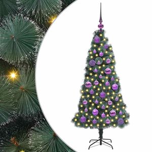 vidaXL Arbre de No&euml;l artificiel pr&eacute;-&eacute;clair&eacute; avec set de boules Vert