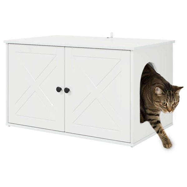 vidaXL Maison pour chat Blanc Brillant 85 x 55 x 50 cm