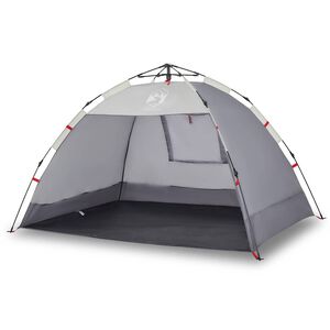 vidaXL Tente de plage 2 personnes gris lib&eacute;ration rapide imperm&eacute;able