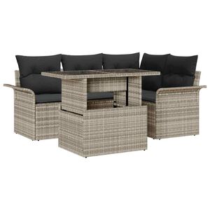 vidaXL Ensemble de canap&eacute; de jardin 5 pcs Gris clair Poly rotin