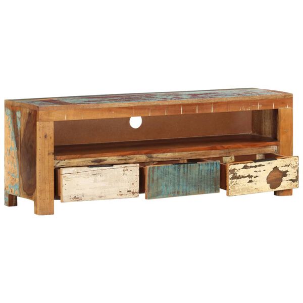 vidaXL Meuble TV 110x30x40 cm Bois de r&eacute;cup&eacute;ration massif
