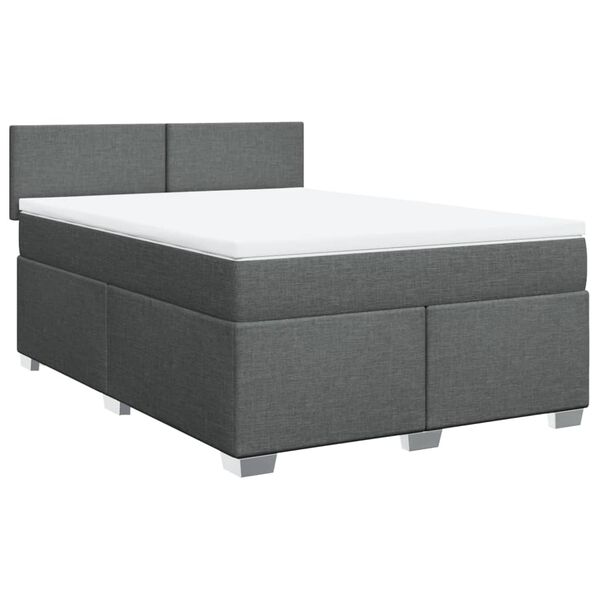 vidaXL Sommier &agrave; lattes de lit avec matelas Gris fonc&eacute; 140x200cm Tissu