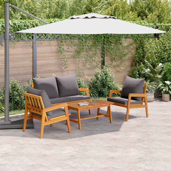 vidaXL Ensemble bistrot avec coussin 4 pcs Marron Bois d'Acacia Massif