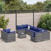 vidaXL Salon de jardin 9 pcs avec coussins gris r&eacute;sine tress&eacute;e