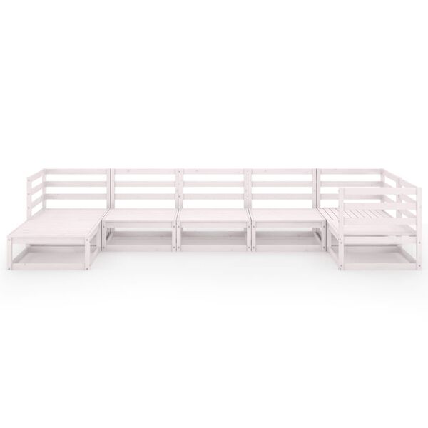 vidaXL Salon de jardin 7 pcs Blanc Bois de pin massif