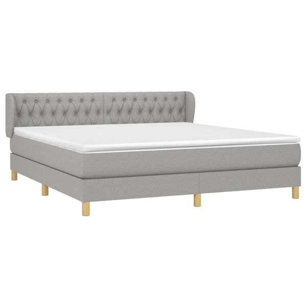vidaXL Sommier &agrave; lattes de lit avec matelas Gris clair 180x200cm Tissu