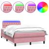 vidaXL Sommier &agrave; lattes de lit avec matelas et LED rose 120x210 cm velours