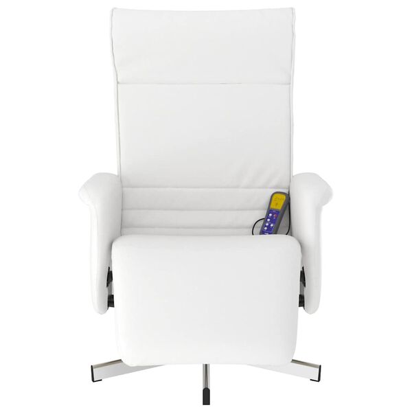 vidaXL Fauteuil inclinable de massage repose-pieds blanc similicuir