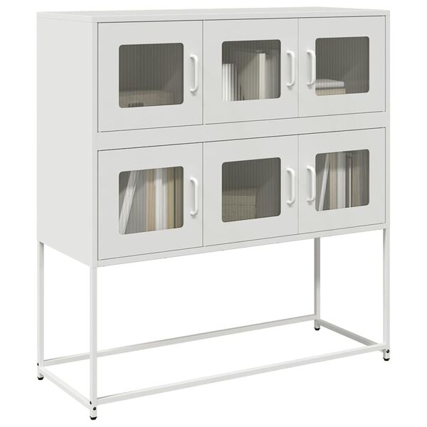 vidaXL Buffet blanc 100,5x39x107 cm acier laminé à froid