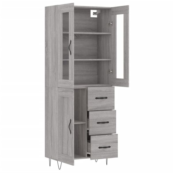 vidaXL Buffet haut Sonoma gris 69,5x34x180 cm Bois d'ing&eacute;nierie