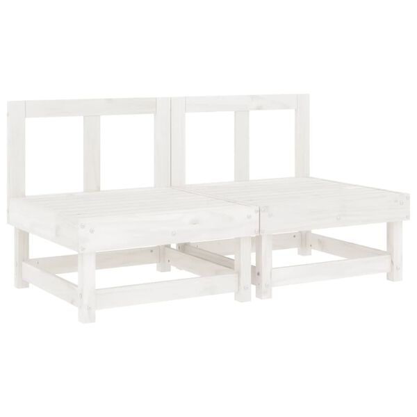 vidaXL Canapés centraux de jardin 2 pcs blanc bois de pin massif
