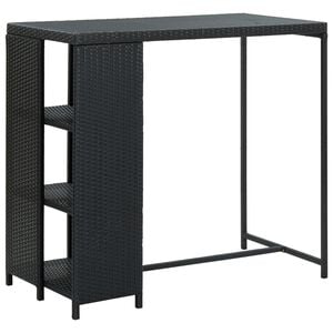 vidaXL Table de bar avec rangement Noir 120x60x110 cm R&eacute;sine tress&eacute;e