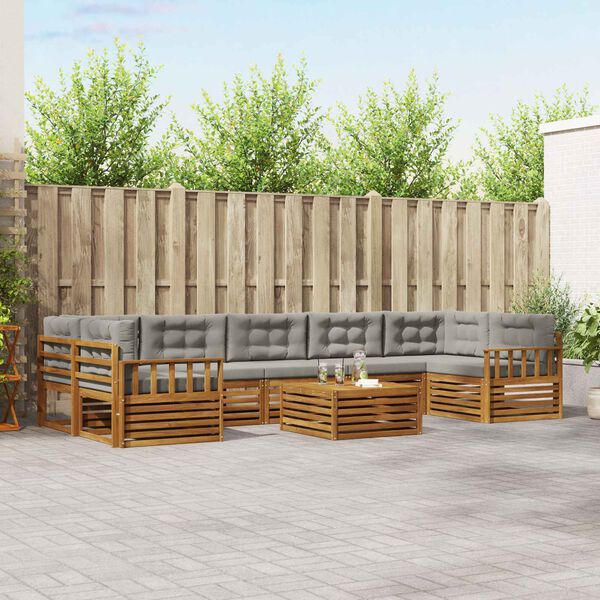 vidaXL Ensemble de canap&eacute;s d'ext&eacute;rieur 8 pcs Gris Naturel et Clair