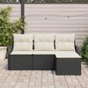 vidaXL Ensemble de canap&eacute; de jardin avec coussin 4 pcs Noir Poly rotin
