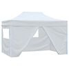 vidaXL Tente pliable de r&eacute;ception avec 4 parois 3 x 4,5 m Blanc