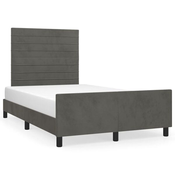 vidaXL Cadre de lit sans matelas gris fonc&eacute; 120x190 cm velours