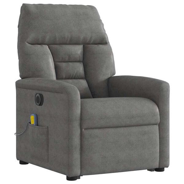 vidaXL Fauteuil inclinable de massage &eacute;lectrique gris fonc&eacute;