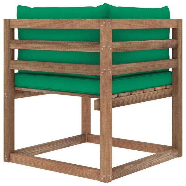 vidaXL Canap&eacute; d'angle palette de jardin avec coussins vert