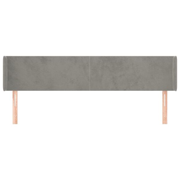 vidaXL T&ecirc;te de lit avec oreilles Gris clair 183x16x78/88 cm Velours
