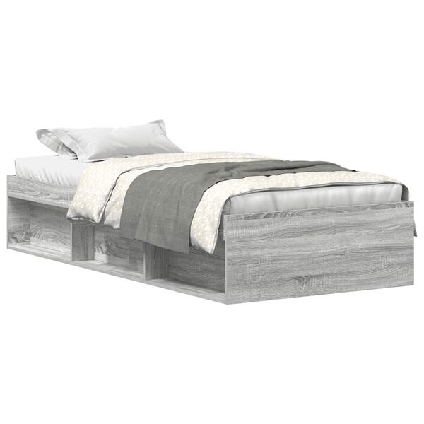 vidaXL Cadre de lit sans matelas sonoma gris 75x190 cm