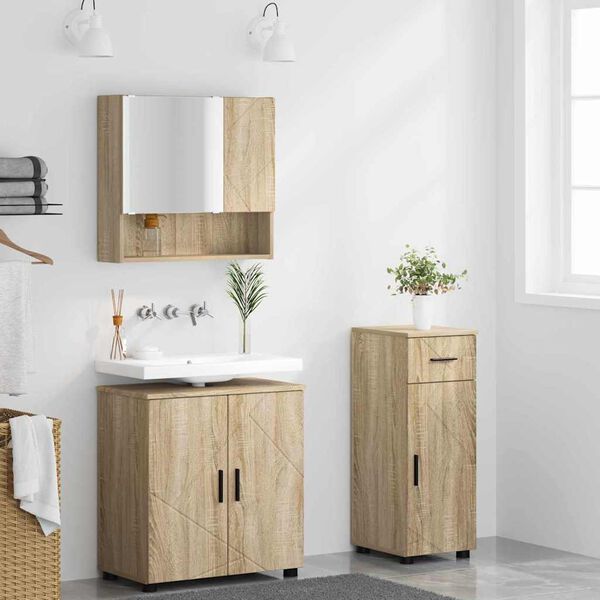 vidaXL Ensemble de mobilier de salle de bain 3 pcs Ch&ecirc;ne Sonoma