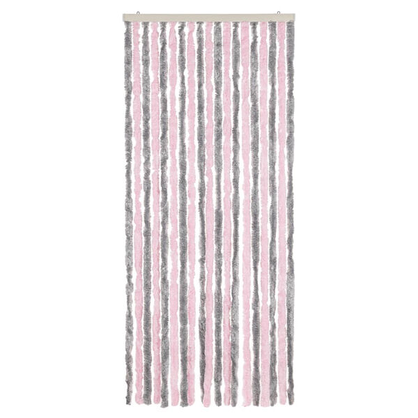 vidaXL Rideau anti-mouches gris argent&eacute; et rose 56x200 cm chenille