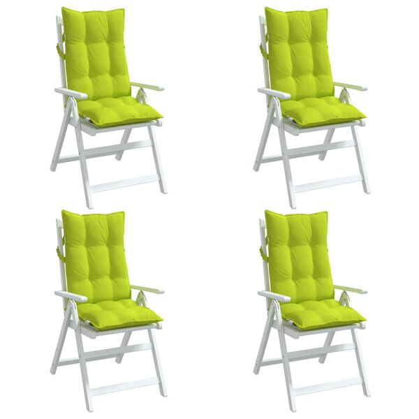 vidaXL Coussins de chaise &agrave; dossier haut lot de 4 vert vif