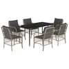 vidaXL Ensemble &agrave; manger de jardin et coussins 7 pcs gris clair rotin