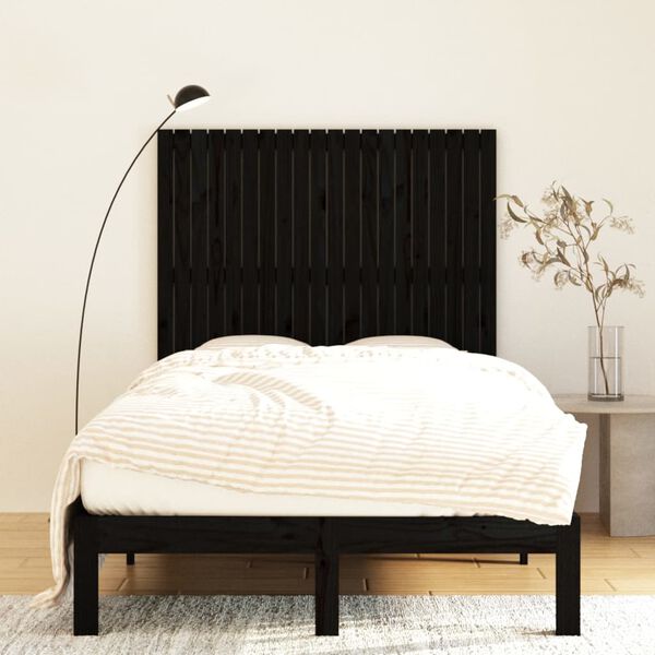 vidaXL T&ecirc;te de lit murale Noir 127,5x3x110 cm Bois massif de pin