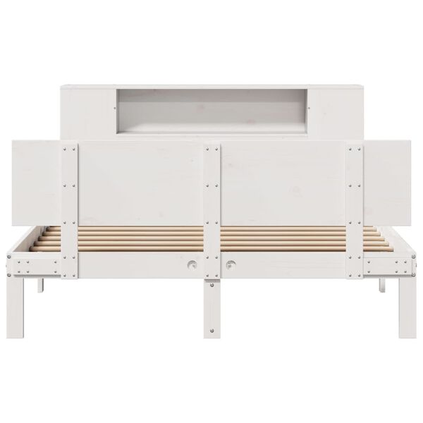 vidaXL Lit bibliothèque sans matelas blanc 150x200 cm bois pin massif